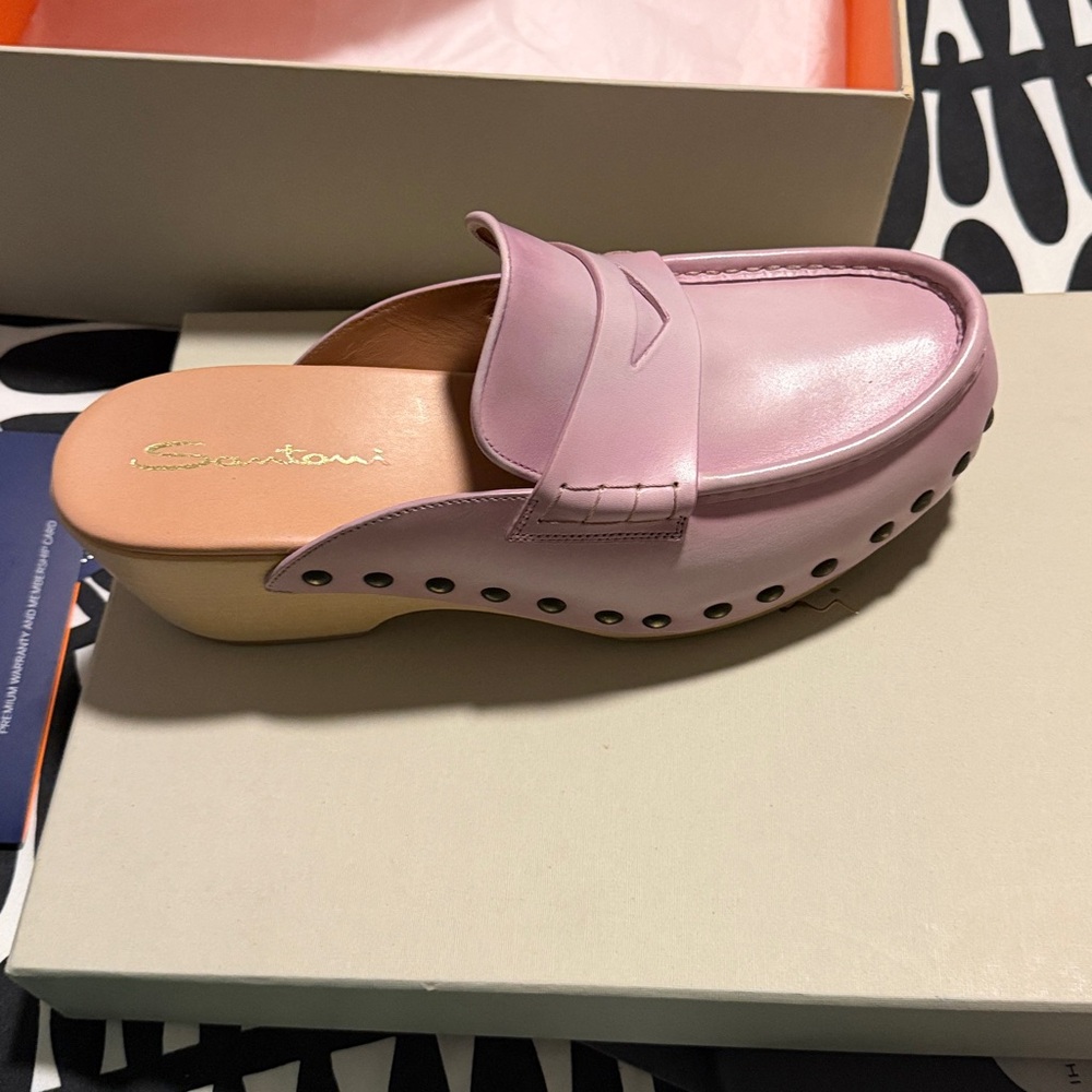 NIB santoni penny loafer clogs sz 39.5 lilac adorable for summer $758 90% off! - Picture 4 of 5